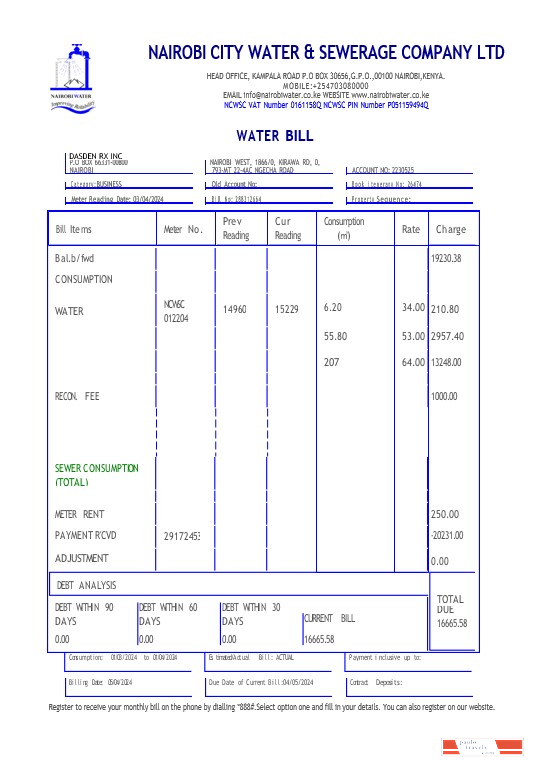 Korea Eximbank business utility bill  in Word and PDF formats, good for address prove